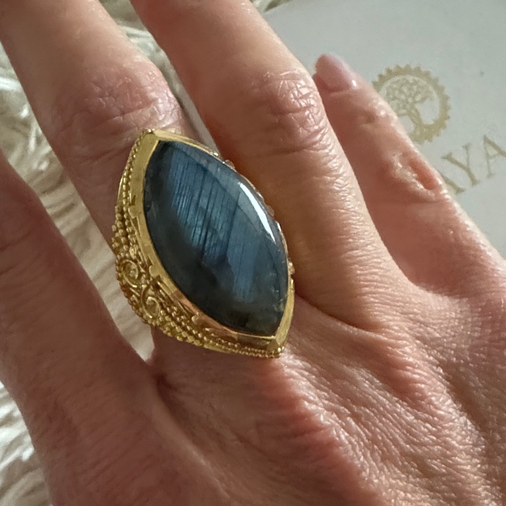 DAYA jewelry blue fire labradorite ring